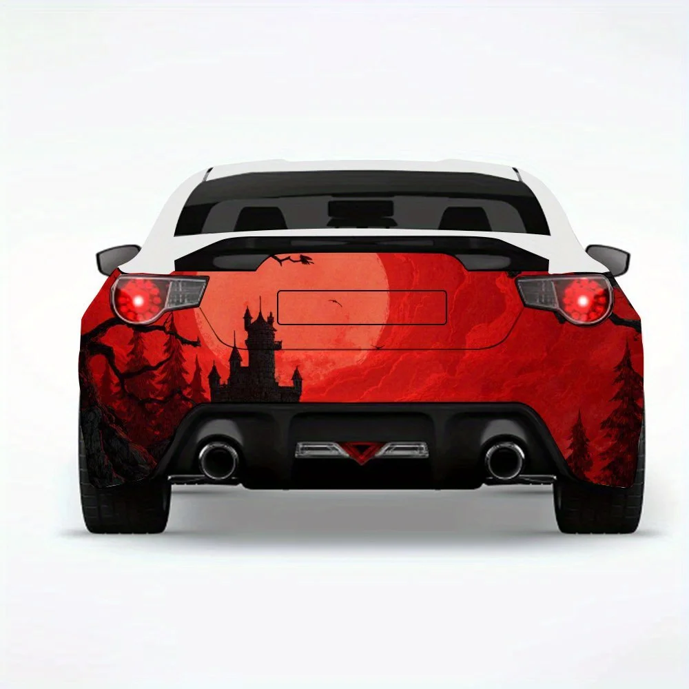 

Blood Moon Castle Car Sticker-Vinyl Decal for Car Rear, Waterproof Self-Adhesive Vinyl Stickers for Vehicle Tail & Bumper, Decor