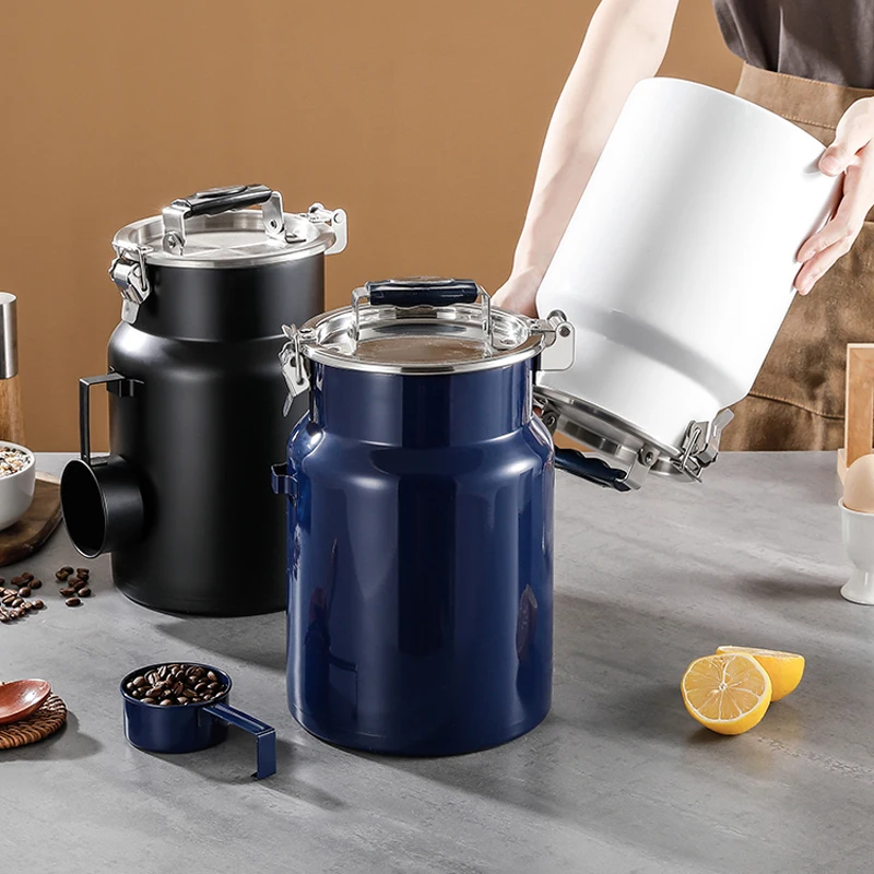 Colorful Stainless Steel Pet Jar Moisture & Insect Seal Cat Food Storage Container with Kitchen Accessory Spoon Metal Material