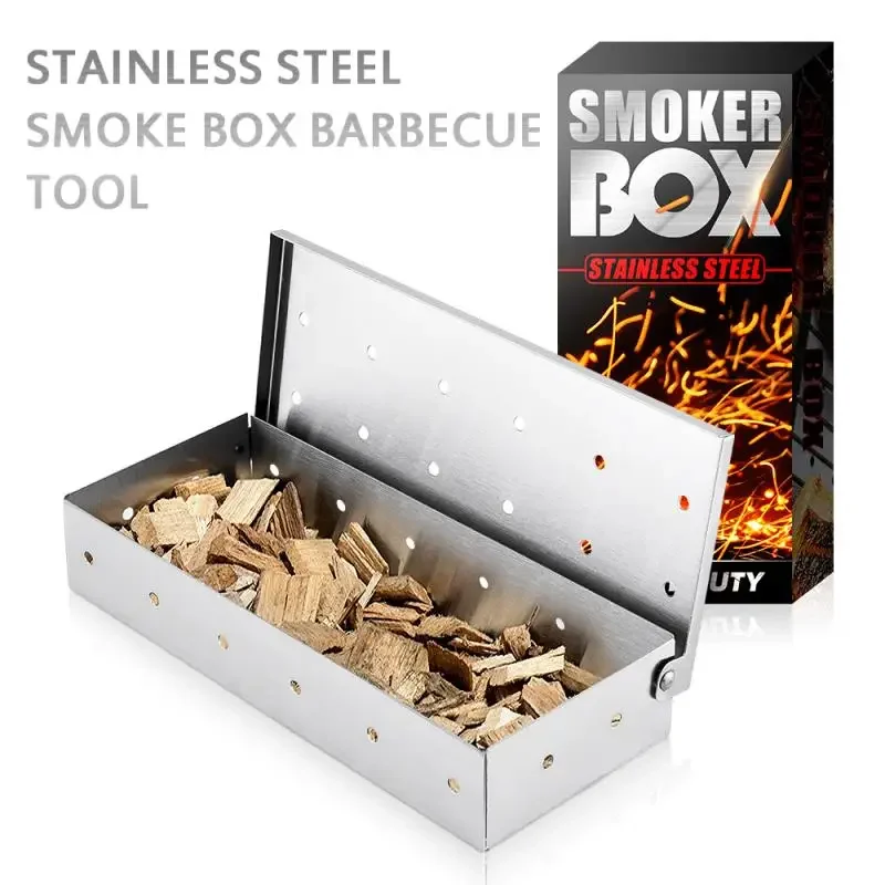 BBQ Accessories Outdoor Stainless Steel Smoker BOX Smoke Fruit Box Kitchen Gadget Grill Accessories  Bbq Smoker  Pellet Smoker