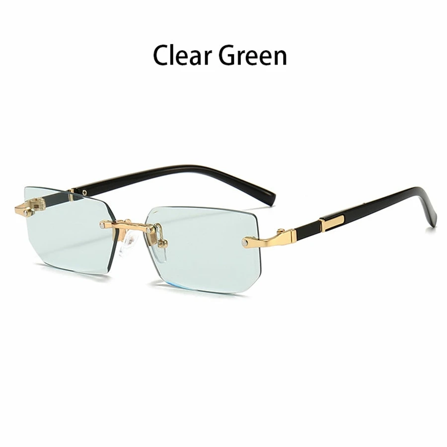 36 Stück randlose Sonnenbrillen für Männer und Frauen, rechteckige Verlaufsgläser, Metallrahmen, farbige Gläser, Unisex-Brillen, luxuriöse Mode – Detail 7