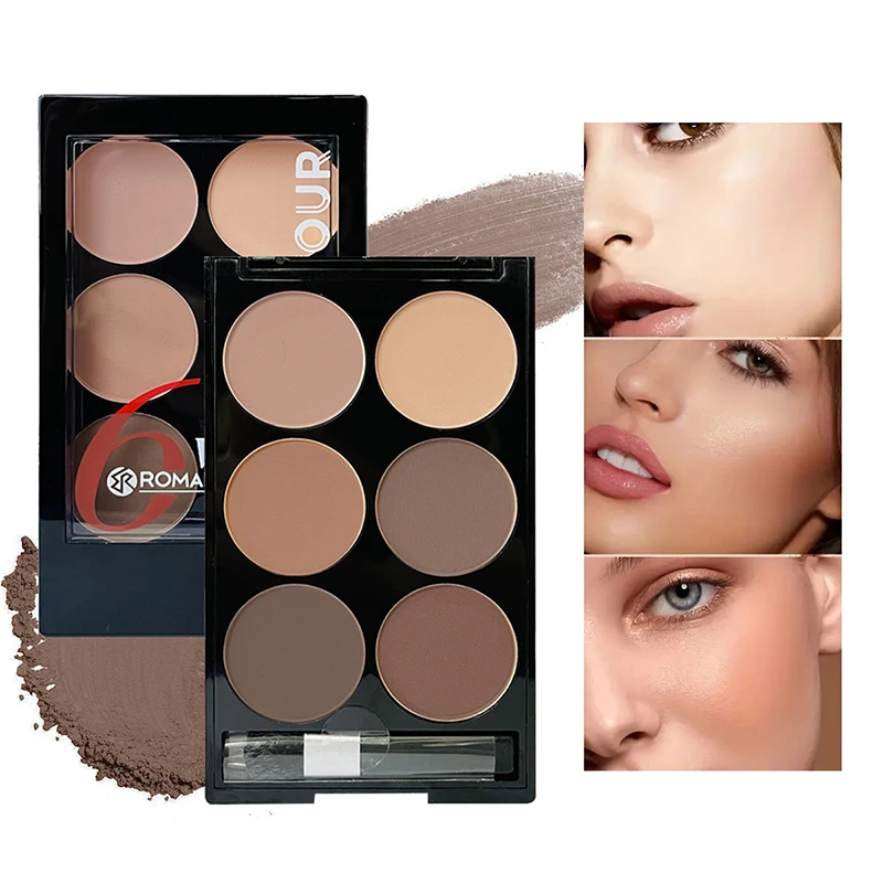 Evidenzia Contouring Powder Palette Face Shadow Contouring Powder Makeup Palette con pennello Face Bronzer Color Correcti 6 colori