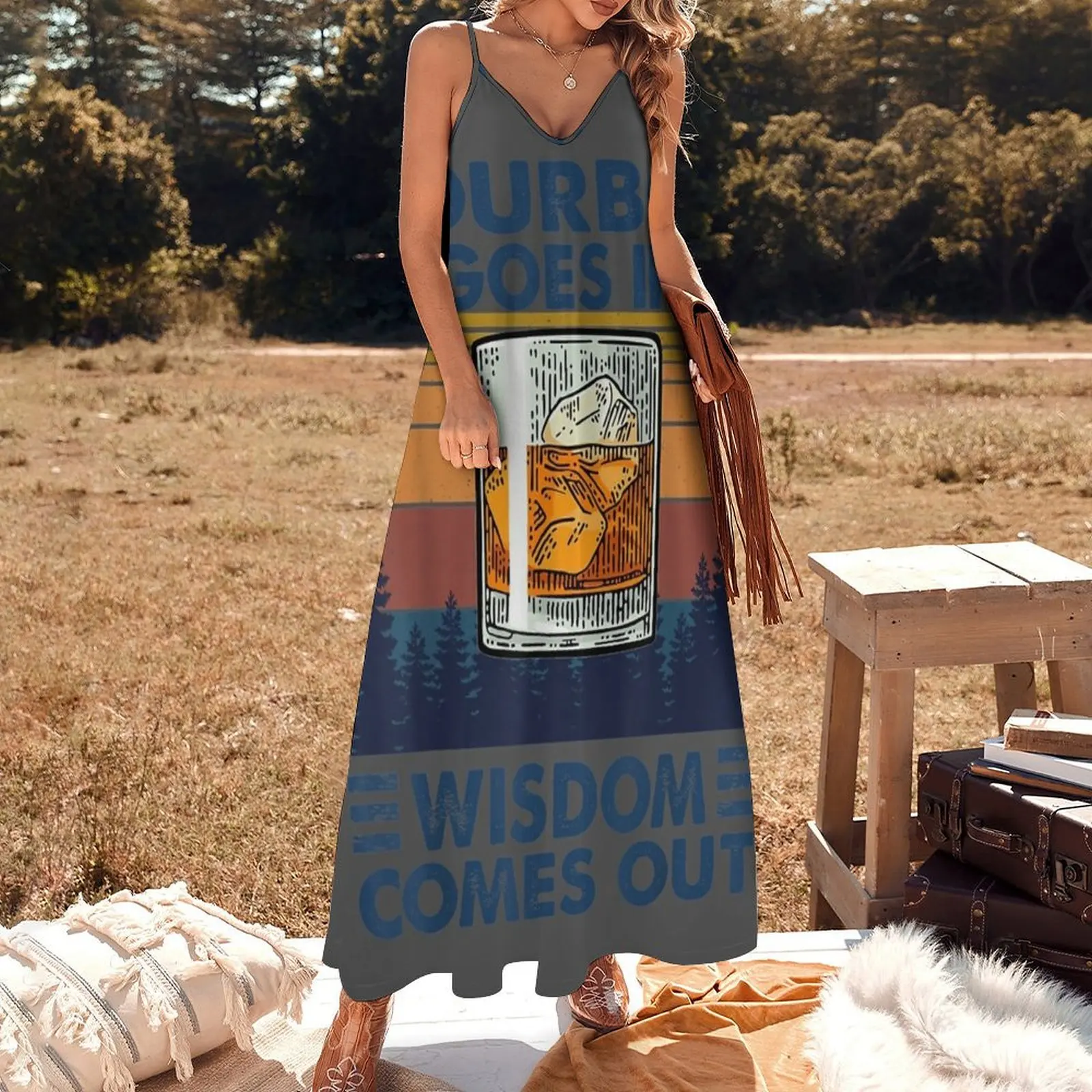 Bourbon Goes In Wisdom Comes Out Bourbon Drinking Lover Sleeveless Dress ceremony dresses prom dress 2025