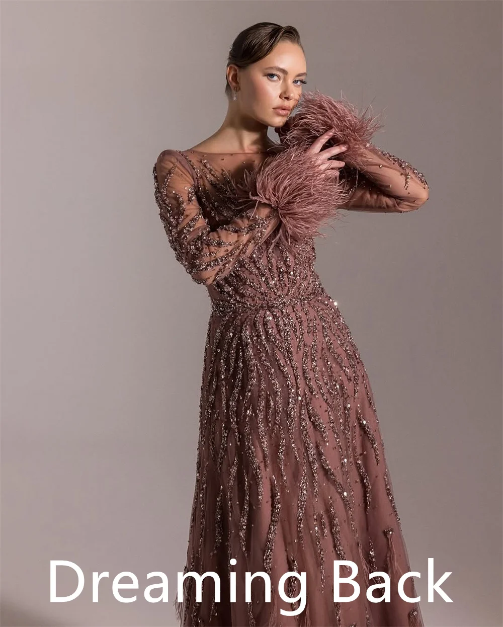 Customized Exquisite pure Organza Celebrity Gowns Luxury Scoop Sequined Feathers Crystal Mermaid Zipper Back Homecoming Dress image 5