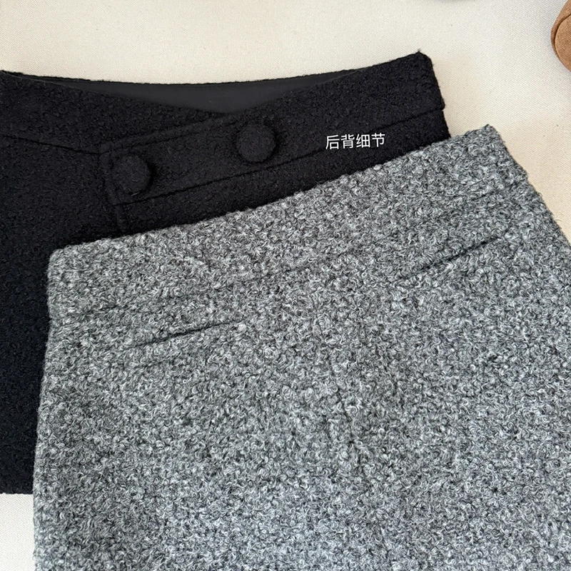 A/W Bottoni multipli Mini Gonne Donna Vita alta A-line Gonne corte Abiti donna Skorts Donna 2026 Nuovo Saias Mujer Nero