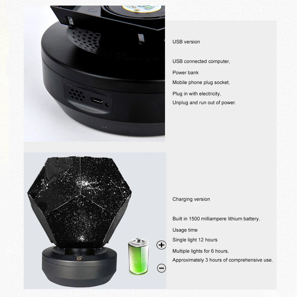 Starry Sky Projector Rotating Night Light With Music UBS Powered Bedroom Star Lamp For Boys Girls Birthday Christmas Gifts