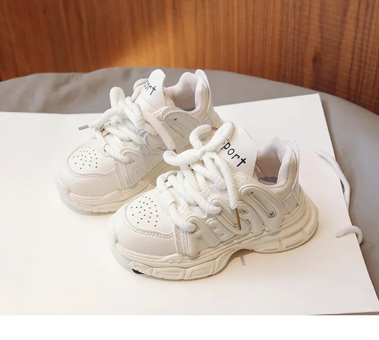 Frühling Herbst Jungen Mädchen Einfarbige Dad-Schuhe Kinder Dickbesohlte Atmungsaktive Weiche Rutschfeste Laufschuhe Kinder Campus Freizeitschuhe – Detail 13