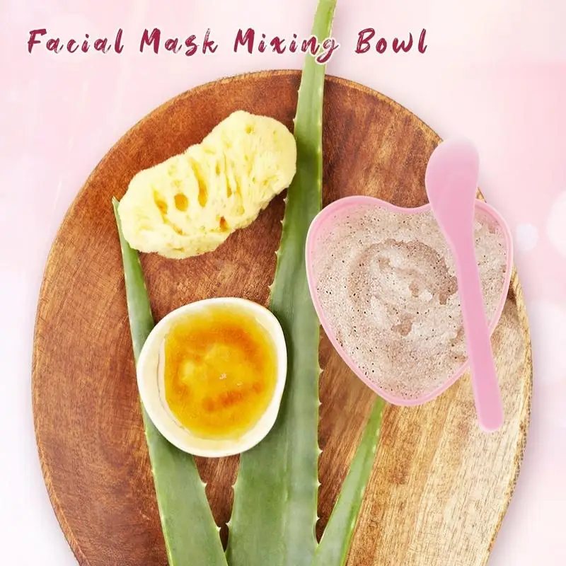 Plastic DIY Skin Care Tool, Suitable For Family And Salon 6/12 Pcs Heart Shaped Facial Mask Mixing Bowl With Scraper