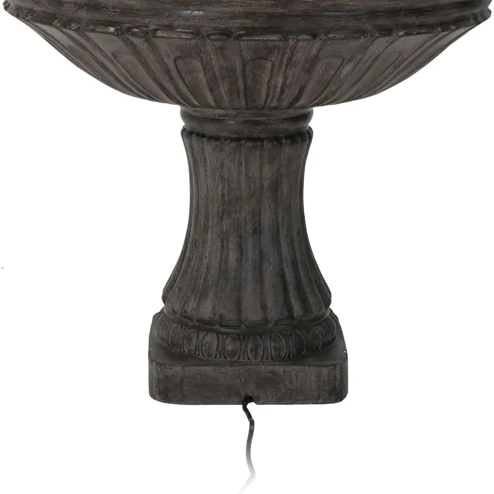 Fonte de água externa de polystone de 3 camadas de 55 polegadas de designer clássico - Bomba submersível elétrica - Marrom claro