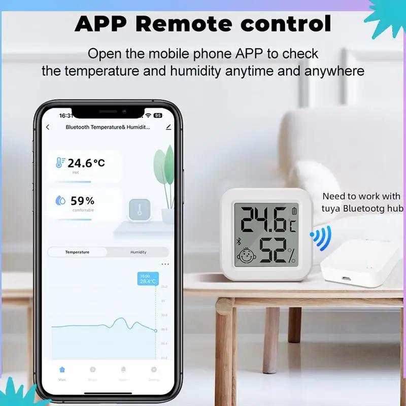 ABZW Aplikasi Sensor Detektor Suhu dan Kelembapan Zigbee Pintar Pemantauan Waktu Nyata Tampilan Layar LCD Berfungsi ABS 1 SET