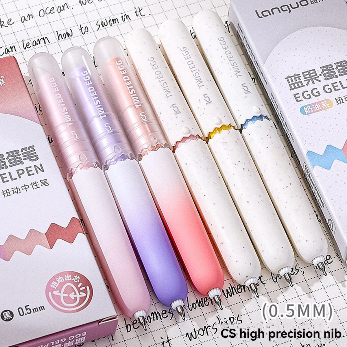 

Kawaii Egg нейтральные гелевые ручки Soft Touch быстросохнущие гладкие наконечники CS 0,5 мм черная гелевая ручка для школьного письма канцелярские принадлежности