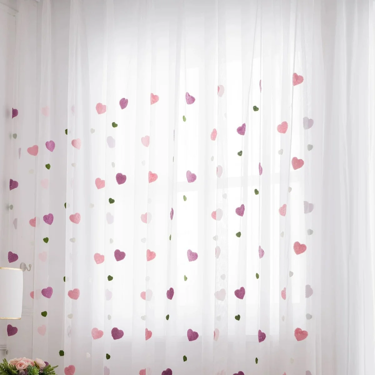 Cartoon Blackout Curtain For Baby Girls Bedroom Embroidered 3D Pink Love Heart Luxury Children Window Drapes Living Room M057H