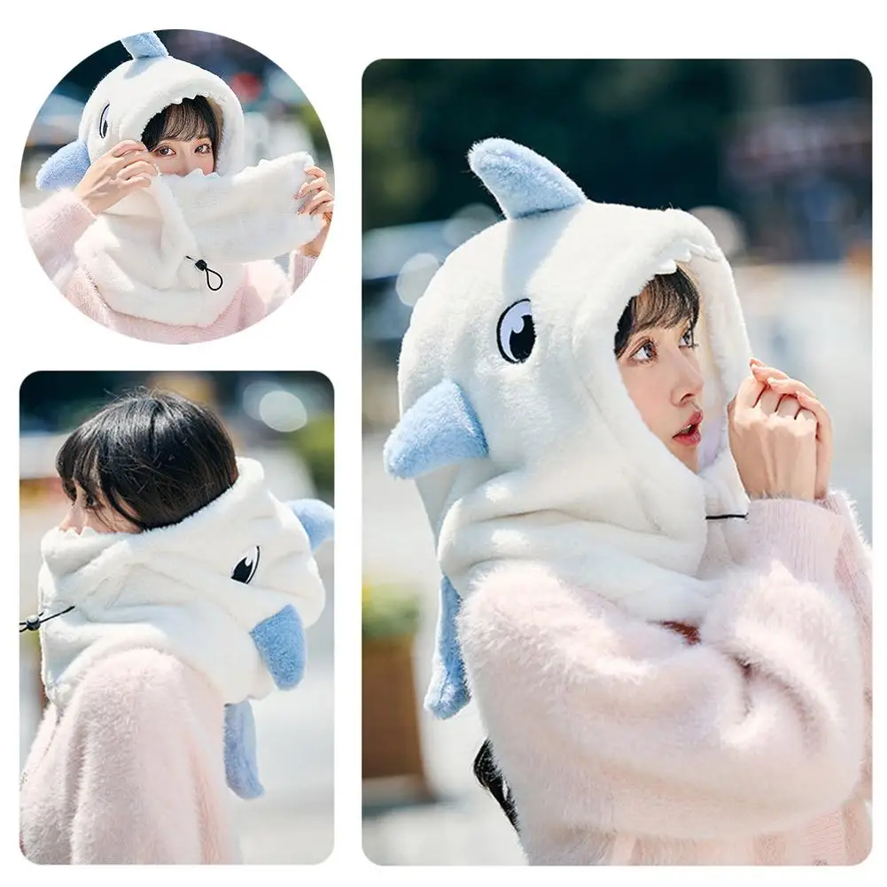 

Winter Coldproof Ski Helmet Cover Comfortable Soft Cute Head Cartoon Hat Warmer Helmet Shark Cartoon Cover Skiing Fleece F6F9