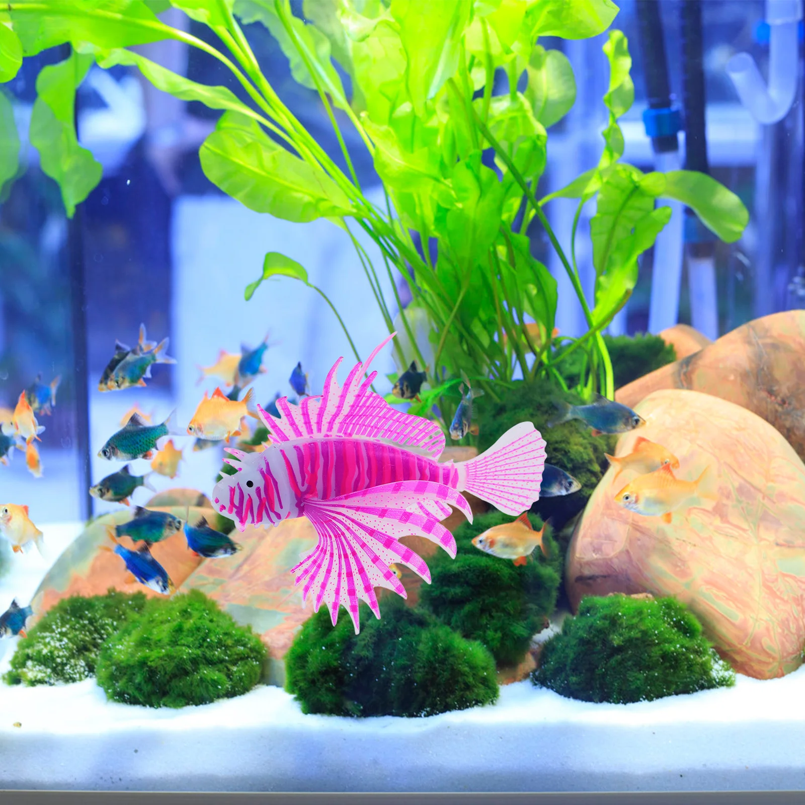 

Glow in The Dark Lionfish Aquarium Decoration Silicone Realistic Fish Tank Decor Lifelike Artificial Fish for Aquarium