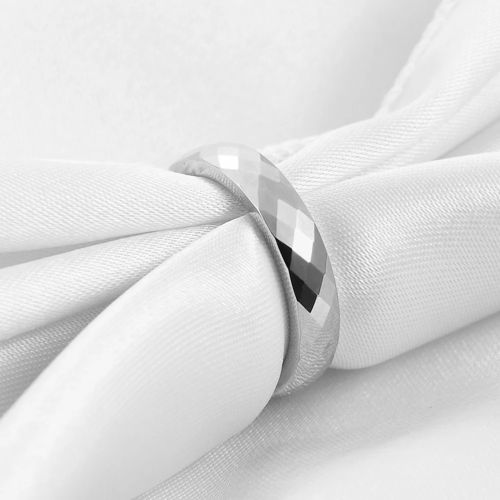 Mode Wolfram Stahl 4MM/6MM Ring für Frauen Cut Polygonale Paar Ringe Hochzeit Schmuck und Zubehör großhandel – Detail 8
