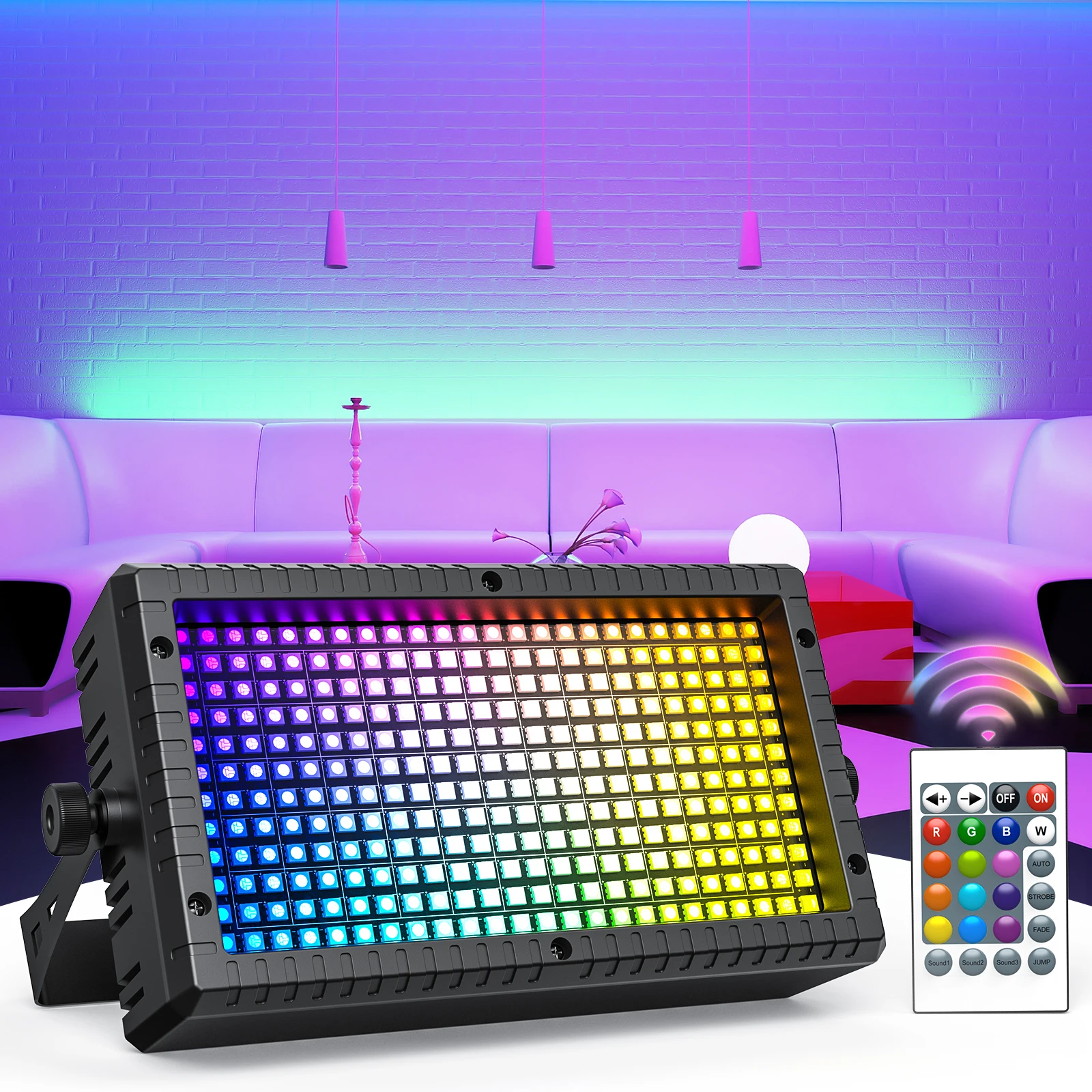 GEFENSI 60W RGBW LED Wall Washer Light 3in1 Mni 288 LED Strobe Light DMX Super Bright DJ Wash Bar Strobe Effects Stage Lighting