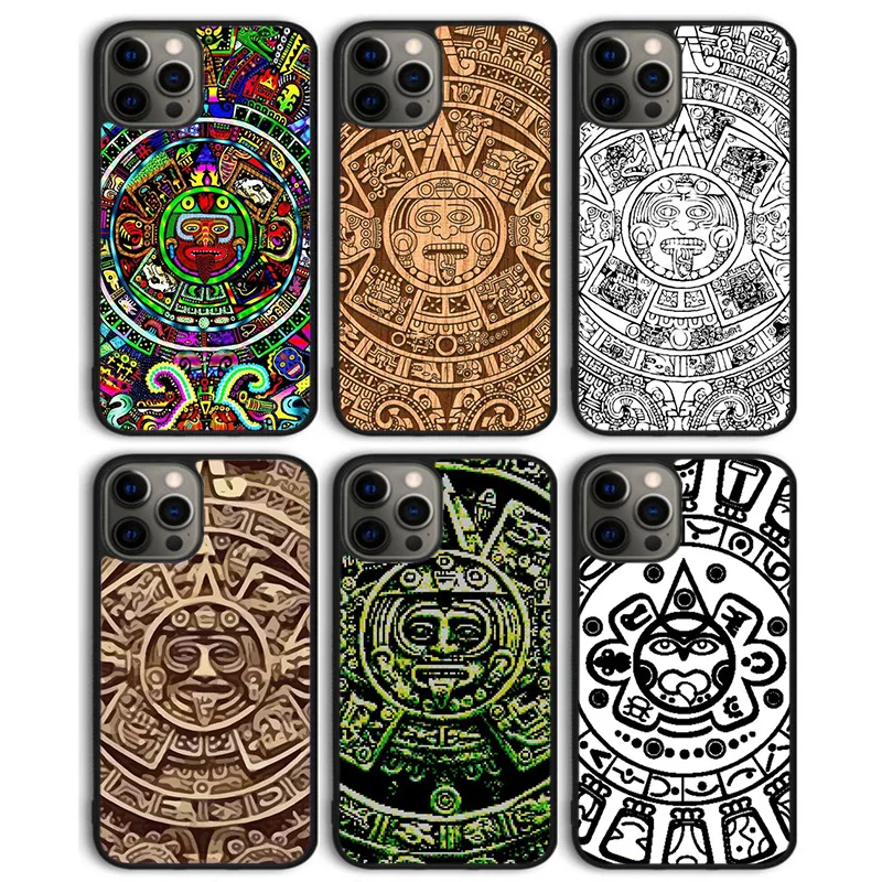 Mayan Calendar Wood Pattern Phone Case Cover For iPhone 16 15 SE2020 14 PlusS 11 Pro Max 13 Pro Max 12 mini X XS Max XR Coque