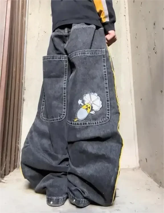 Retro Y2K Wide Leg Denim Jeans Men's Fashion Hip Hop