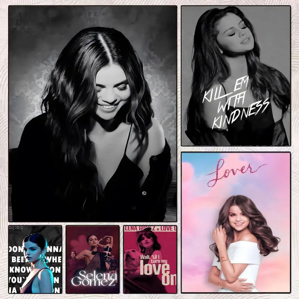 Póster de cantante de s-selena Gomez, pegatina de pared extraíble, Mural artístico autoadhesivo para el hogar, oficina, sala de estar, comedor, decoración de pared