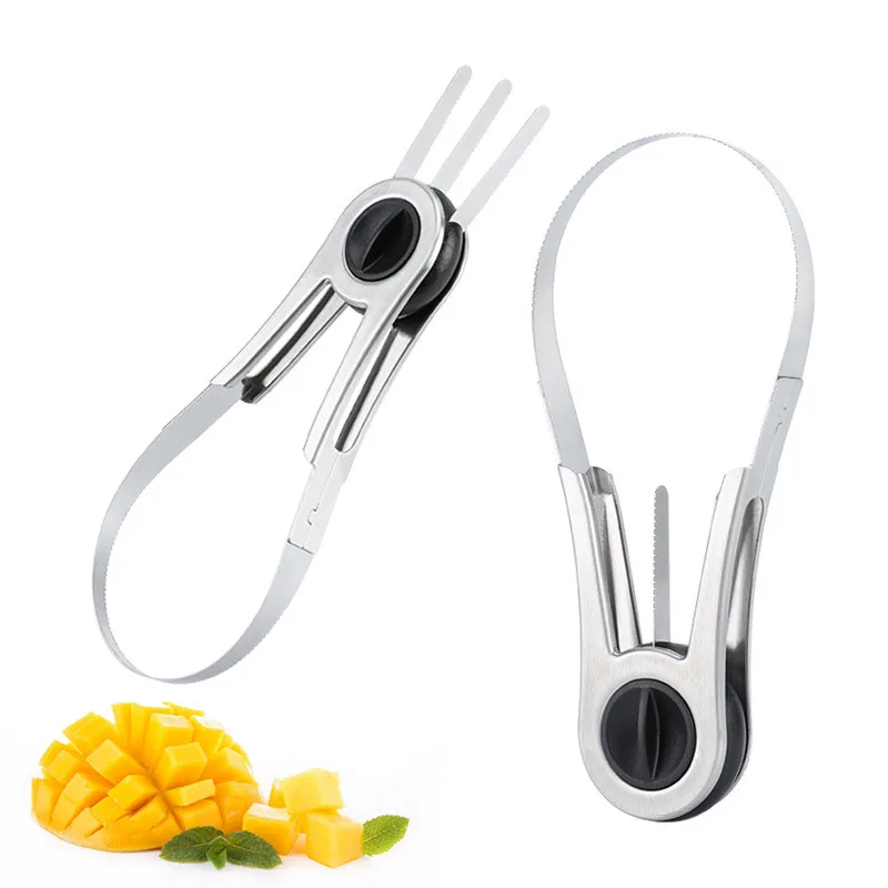 Stainless Steel Mango Cutter Splitter Avocado Slicer Fruit Melon Cutting Knife Peeler Coring Diced Peeling Tool Kitchen Gadgets