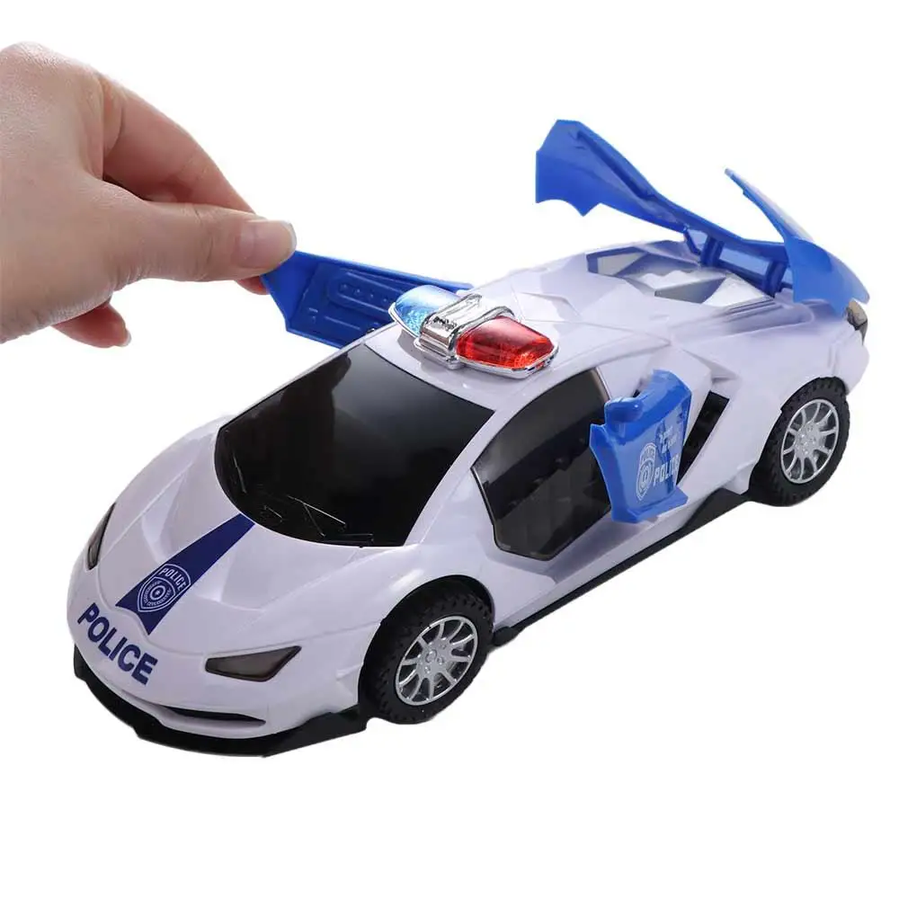 360 Rotation Electric Police Car Flashing Light Music Sound Police Car Toy Glowing LED Light Electric Toy Car Birthday Present