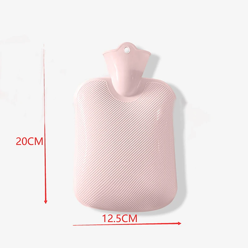 1Pc 500ml Hot Water Bottle Solid Color Thick PVC Silicone Rubber Hot Water Bottle Irrigation Hand Warmers Warm Palace Warm Bag