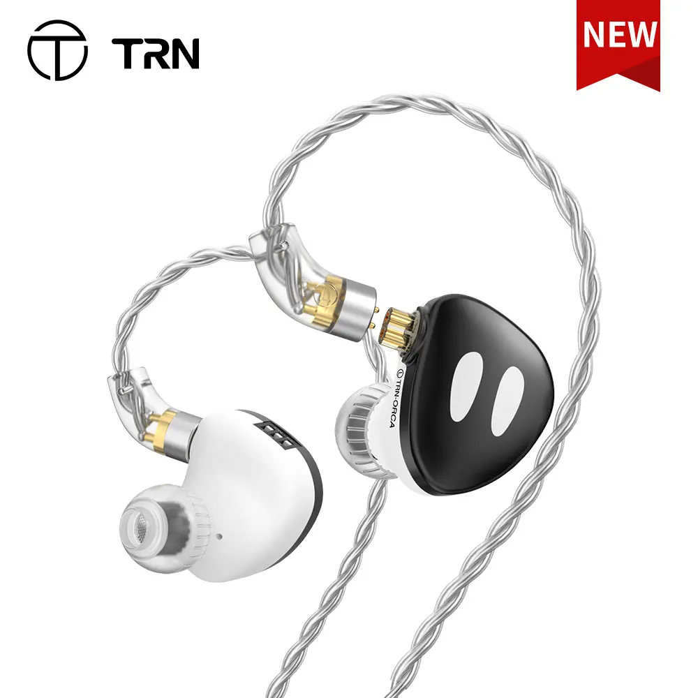 TRN ORCA 10mm Dual-Chamber Dynamic Driver IEMS HiFi Earphone Wired Earbuds with Detachable Cable for Musicians Audiophiles