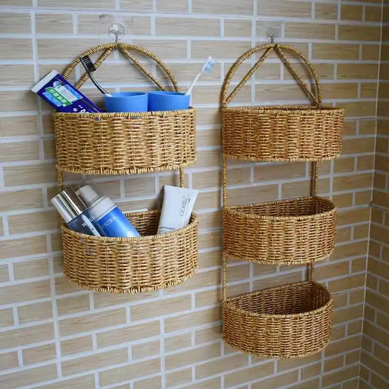 

Кухонная корзина для хранения, настенная двухслойная футболка Wier Weave Design Ra для чеснока и имбиря, домашняя организация