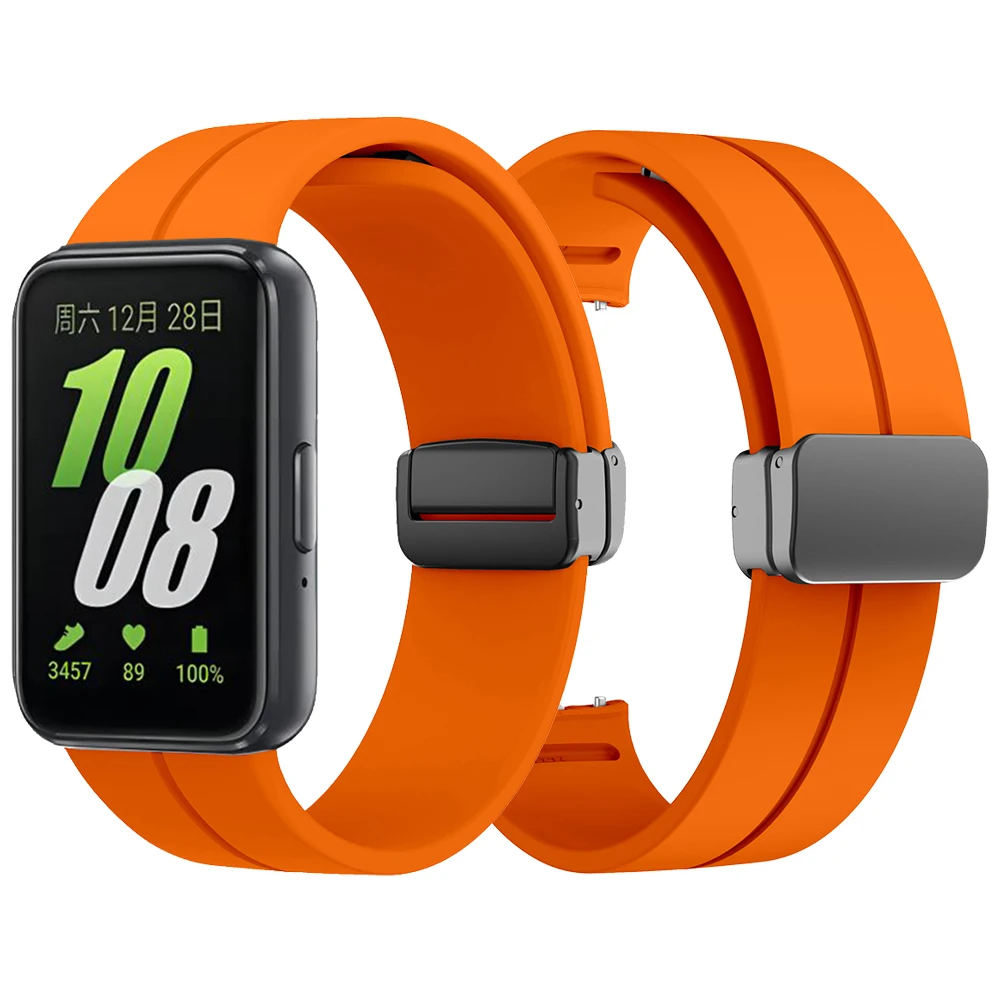 Sports Silicone Band For Samsung Galaxy Fit3 Fit 3 SM-R390 Magnetic D Buckle Strap Wristband Bracelet Replacement Accessories