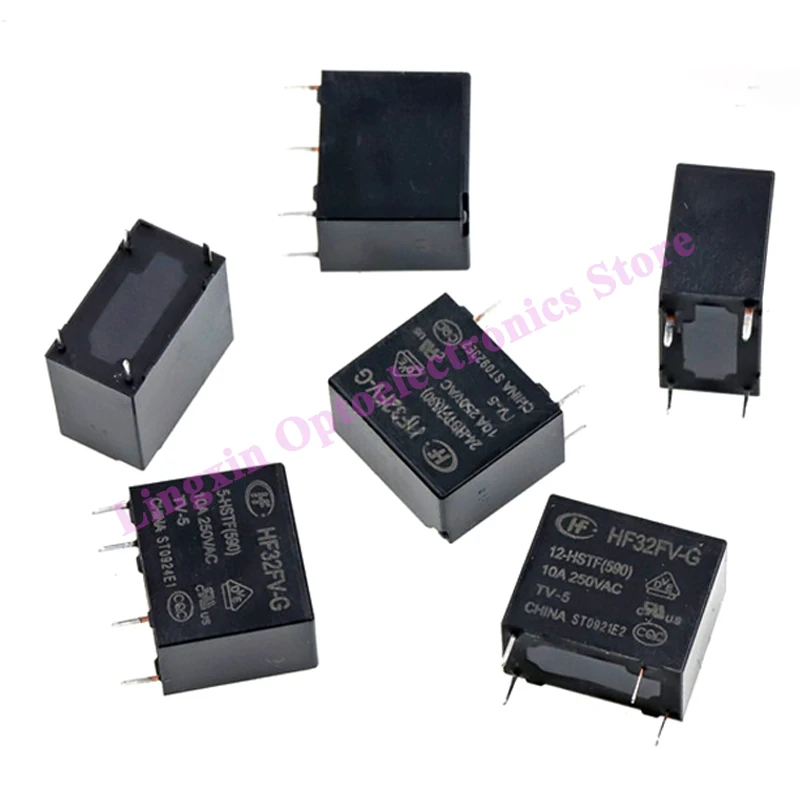 5pcs/lot HF32FV-G-5 12 24-HSTF HSLTF HS Ultra-small medium power relay DC5V 5V 12V 24V Relays HF32FV-G 4Pin 10A 16A 100%Orignal