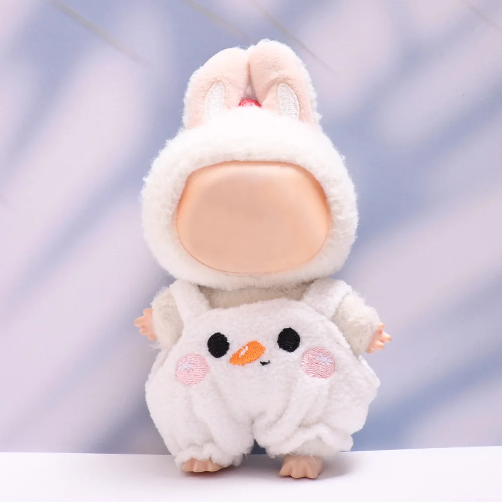 Vestiti per bambole carini per accessori di abbigliamento Labubu da 17 cm con cappello da Babbo Natale seduti costumi da festa decorazioni ciondolo di lusso fai da te