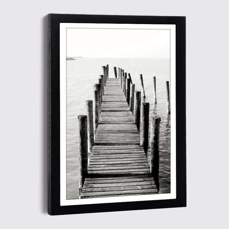 

Black Photo Frame Wooden Bridge Canvas Painting 5x7 8x12 Inch Wood Picture Frame Nordic Wall Home Decor Picture Frames