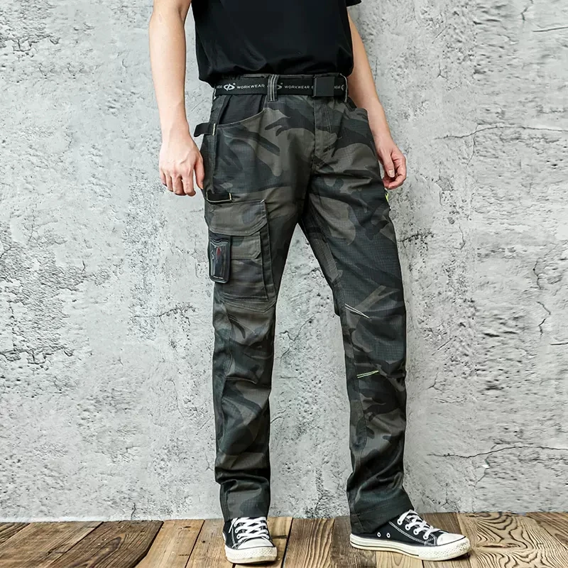 Working Repairman Pants Men Camouflage Multi Pockets Cargo Pants Quick Dry Work Trousers Workshop Clothes Workwear Construction