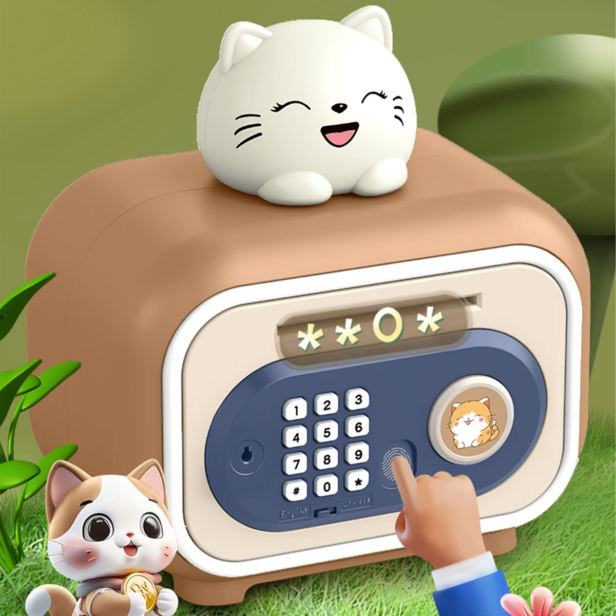 Electronic Piggy Bank Toys, Safe Money Saving Box Coin Banks Password Code Lock ATM Bank Gifts for Kids not Include Battery