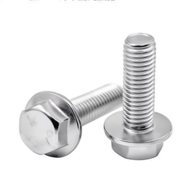1-100PCS 304 Stainless Steel GB5789 Hexagonal Flange Bolt with Flat Non Toothed Flange Screw M4 M5 M6 M8 M10 M12 M16