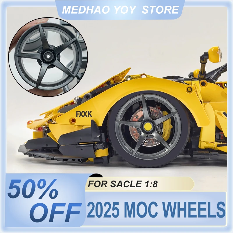 MOC Custom Technical Blocks Model Accessories Wheel Hub Set For LEGO Scale 1:8 Car 42083 42056 42115 42143 Diy Bricks Toy