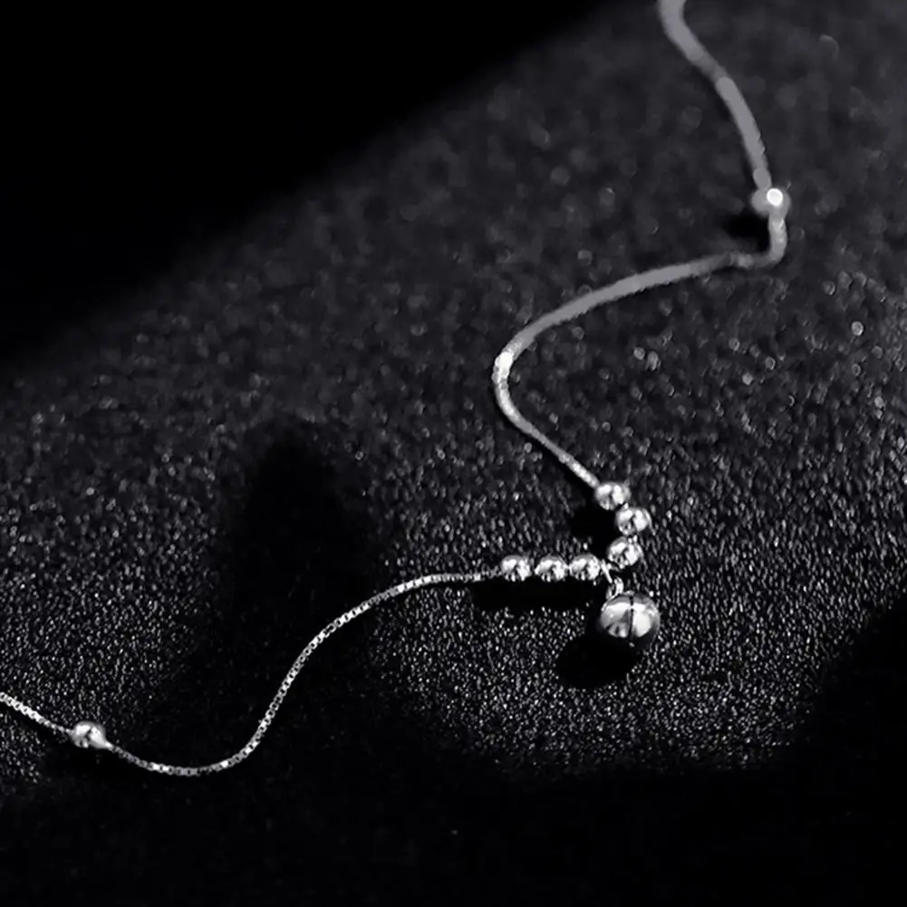 Charm Anklet with Bell Beads Bell Design Anklet with Round Beads Adjustable Alloy Extension Chain Allergy-free Foot Jewelry