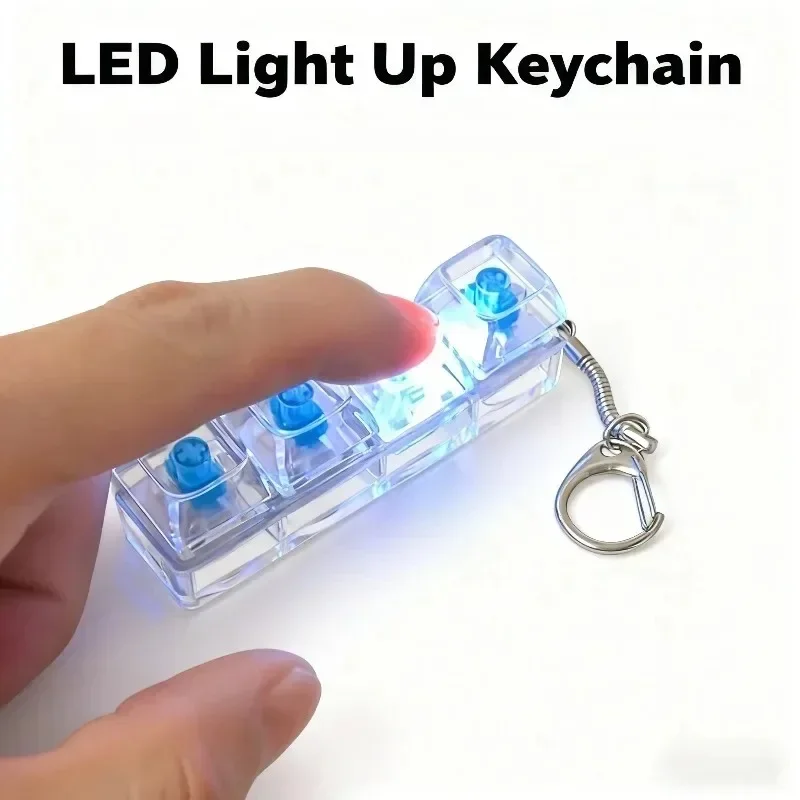 4/9 Keys Mechanical Keyboard Keychain Switch Tester LED Light Click Sound Fidget Toy Stress Relief Office Desk Toy for Men Women