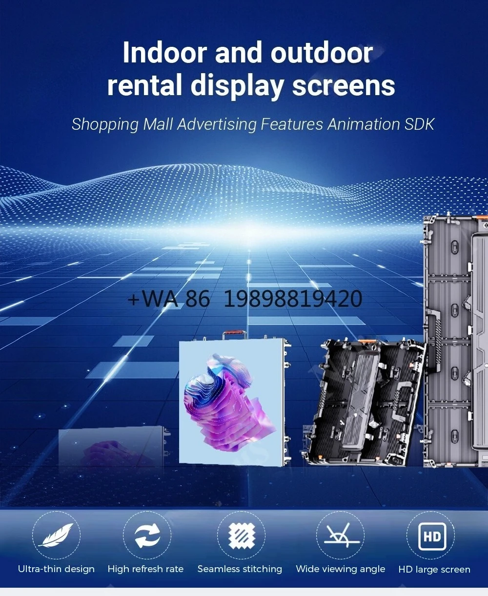 

Рекламный щит для лифта, реклама, высокая яркость, 100 000 часов P3.91, наружная водонепроницаемая светодиодная видеостена