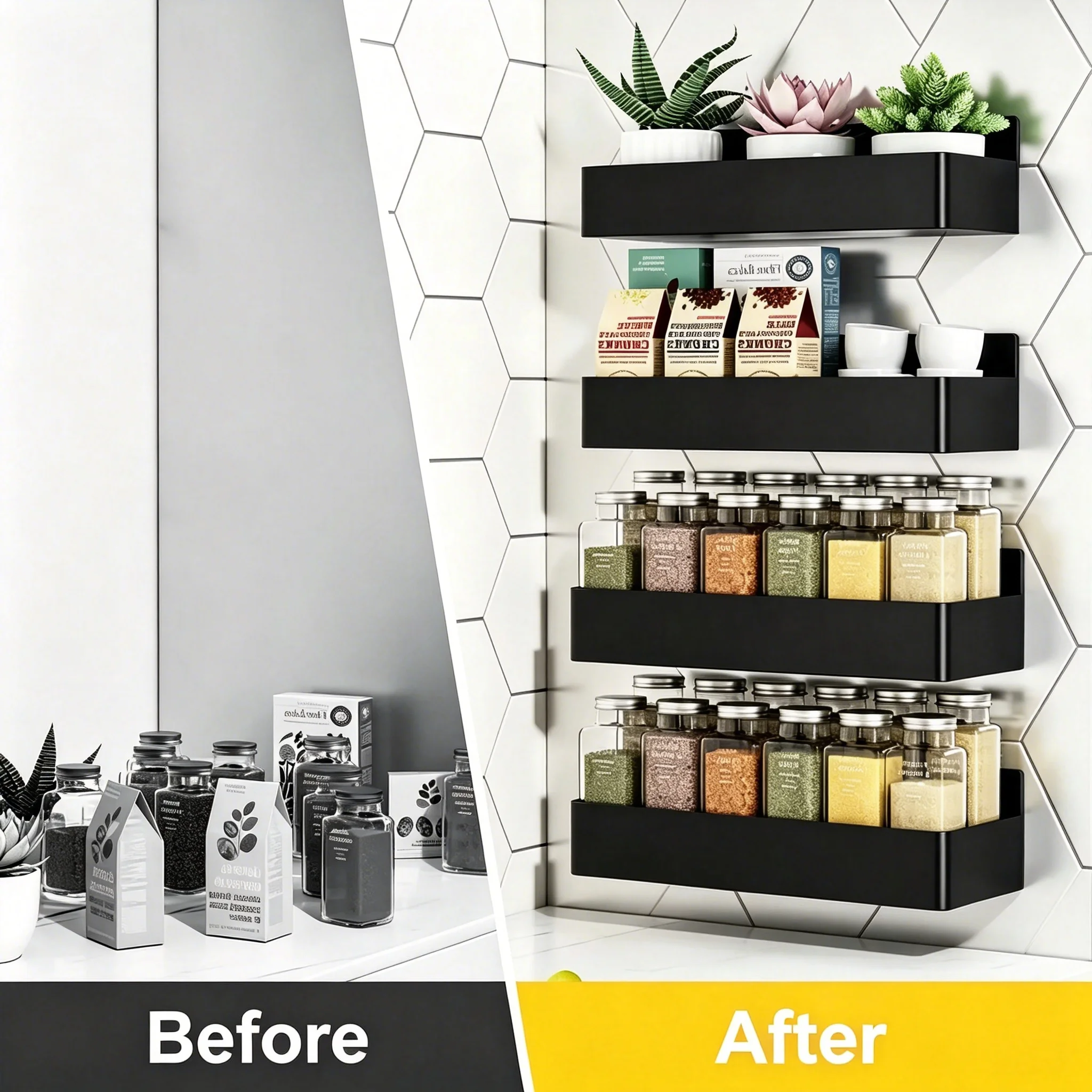 2-delige zwarte magnetische kr - Food Storage Rack For Kitchen recensie en prijs