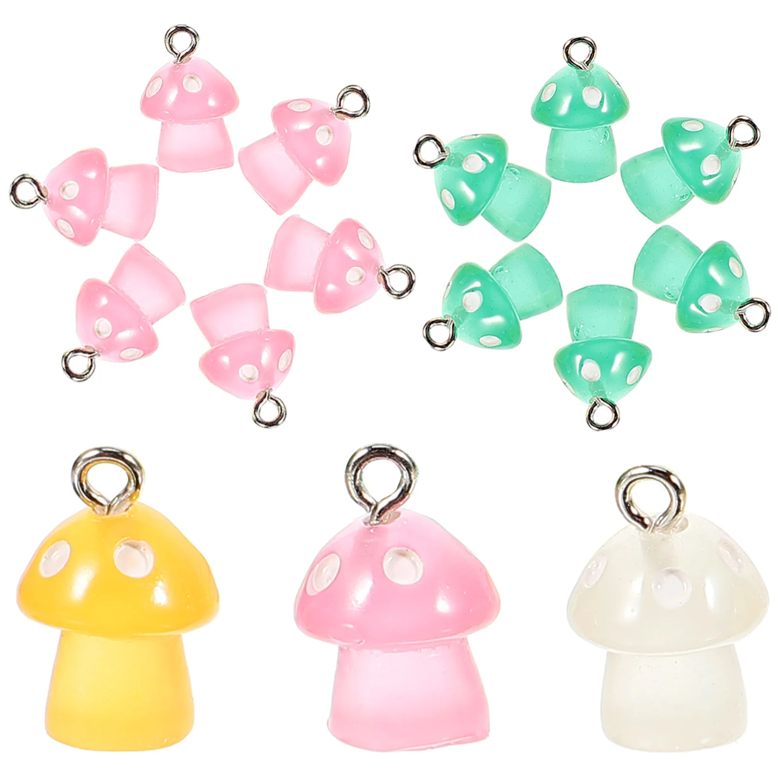 20Pcs Tiny Resin Mushroom Charms for Earrings Keychains Jewelry Making Mushroom Charms Pendants for Jewelry Making
