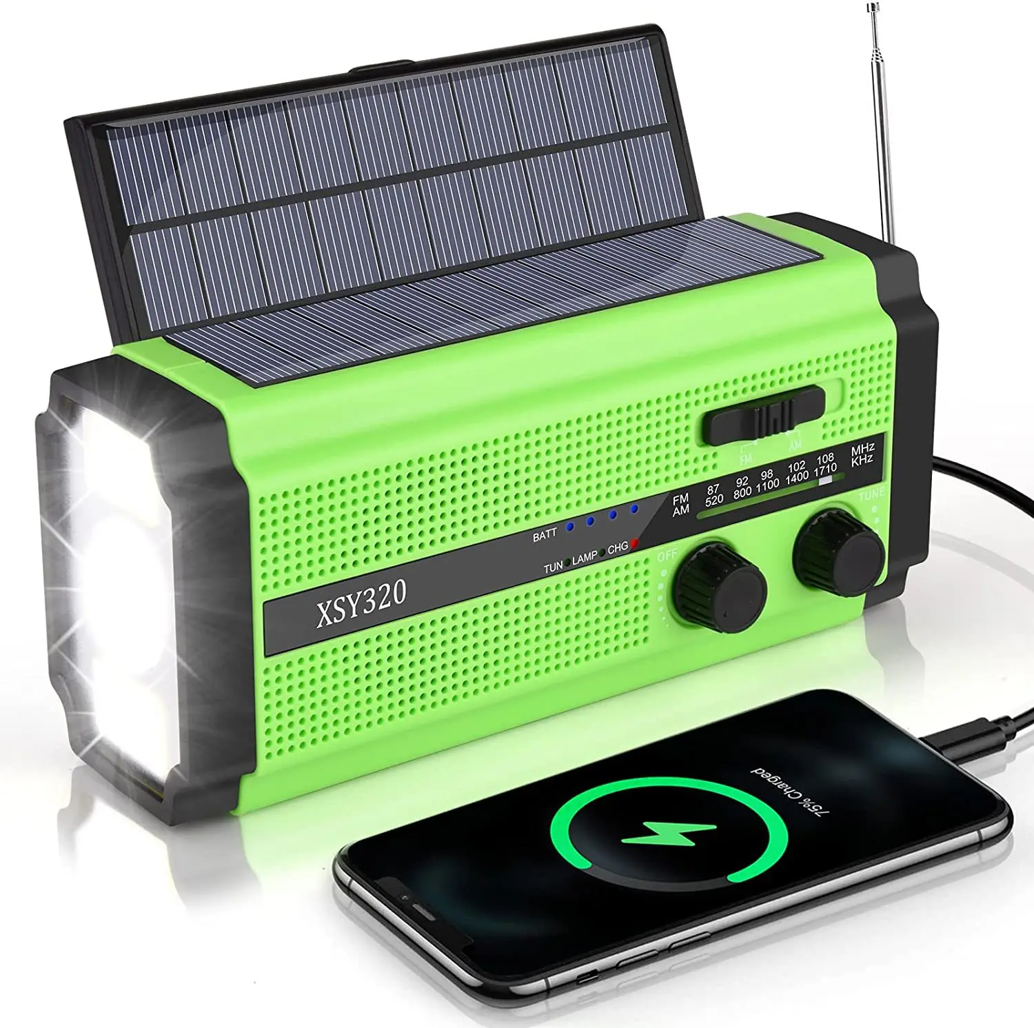 XSY320 Emergency Radio Multi-band Handheld Mobile Phone Solar Charging Portable Flashlight SOS Alarm Multi-channel Broadcast