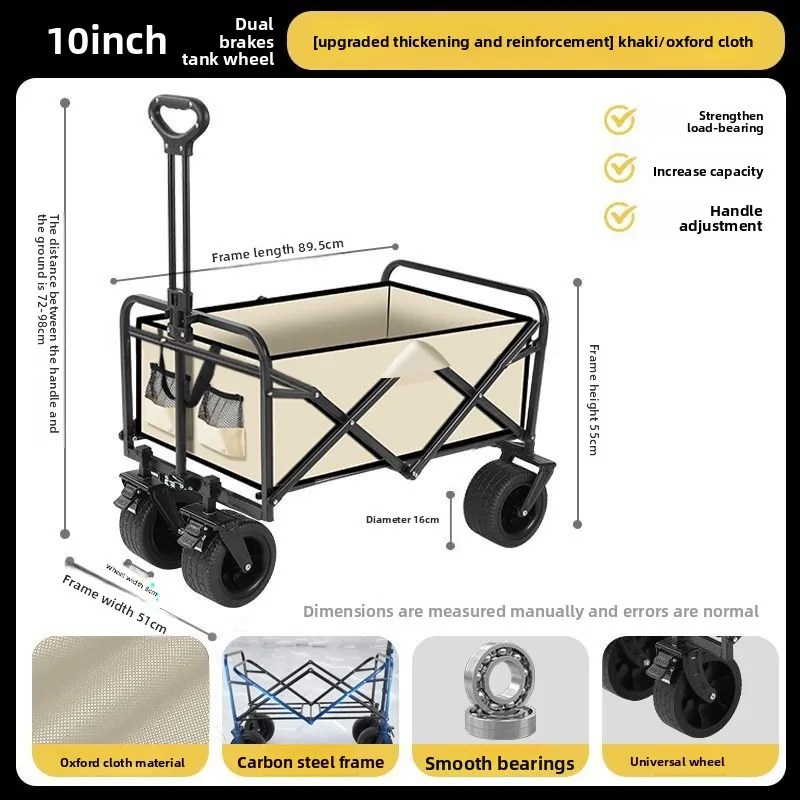 Large Outdoor Folding Camping Cart Picnic Wagon Street Vendor Push Cart Hand Cart Folding Cart Wagon Cart Picnic Cart
