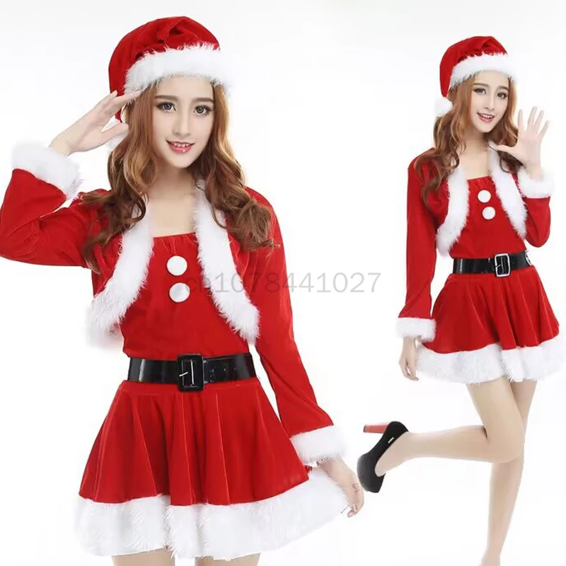 2023 Kerstkleding Vrouwen Cosplay Santa Claus Kostuums Set Rok Pak Cape Vakantie Jurk Xmax Carnaval Verkleedfeest