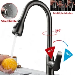 Kitchen Basin Faucet Mixer Water Cold&Hot Pull Out Kitchen Sink Faucet 360 Rotation Splashproof Bathroom Basin Faucets Water Tap