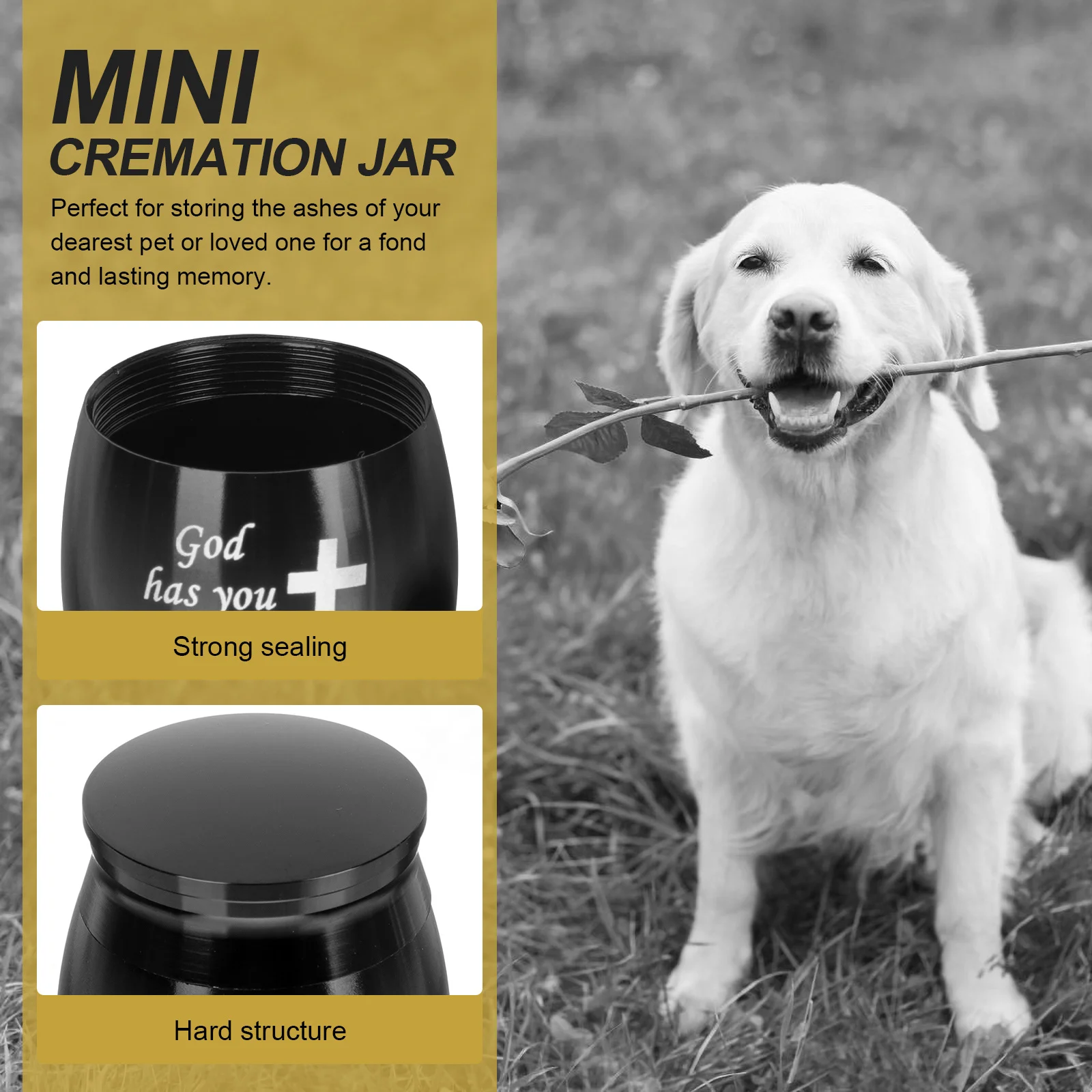 

Mini Pet Cremation Urn for Ashes Keepsake Memorial Jar Sturdy Non Deformable Storage Tank for Beloved Animals Adult and Small