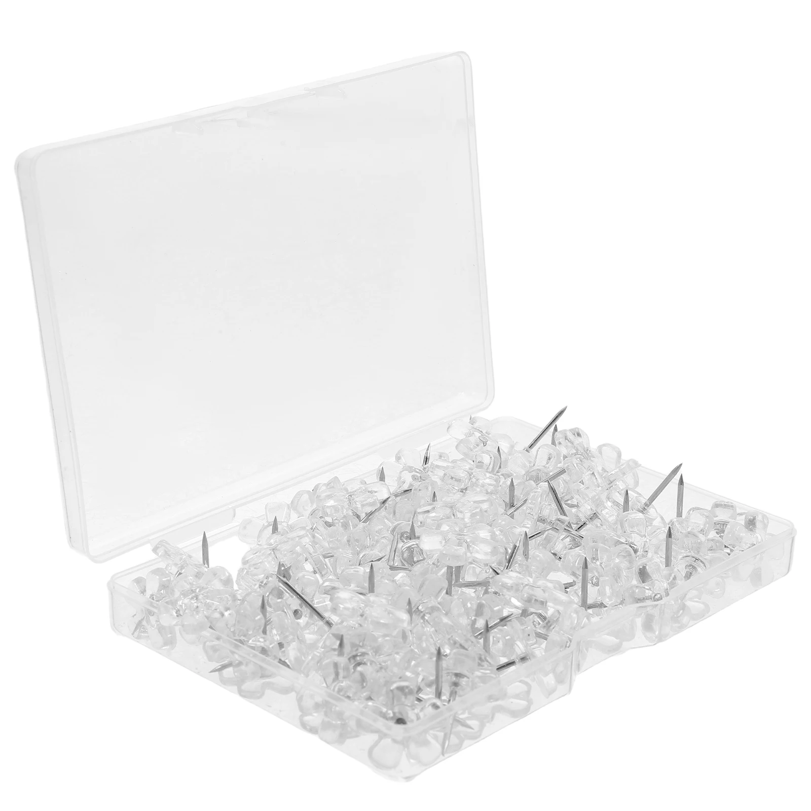 

100 Pcs Transparent Push Pins Thumbtacks Cute Map Cork Board Tacks Plastic Drawing Pins Storage Easy Use