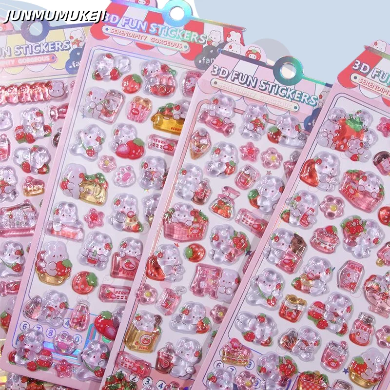 

Cute Cartoon 3D Crystal Stickers Animal Embossed Crystal Stickers for Children's Decorative Phone Case Decal DIY Crafts