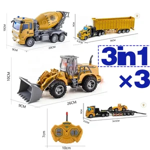 جرافة معدنية للتحكم عن بعد للأولاد ، مركبات البناء ، ألعاب سيارات RC ، شاحنة ، مجرفة عجلة 1:40 ، لودر 3 في 1 ، 6CH ، 4WD ، هدايا أعلى 10 مبيعات معدنية للتحكم عن بعد جرافة ذات شوعات - No3