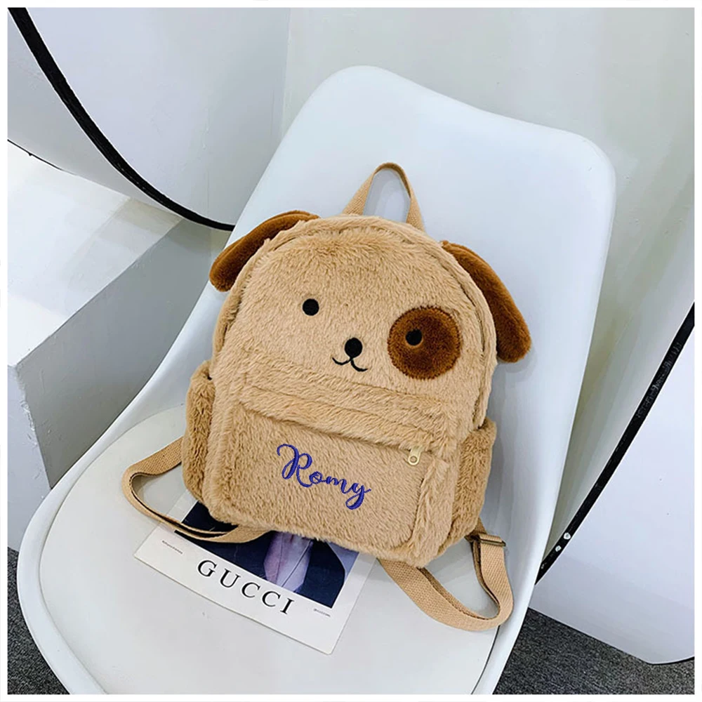 Personalized Embroidery New Plush Cute Cartoon Backpack Student School Bag Korean Edition Soft Girl Japanese Series Gift Pack