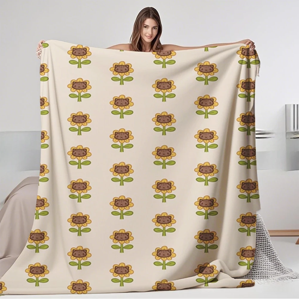

Flannel Blanket Cute Kitty Cat Sunflower With Skin-friendly Wrinkle-resistant Technology Premium Bedding Minimalist Blankets